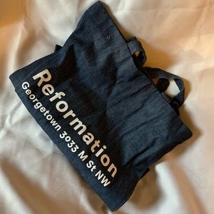 Reformation denim tote bag